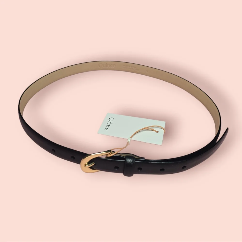 Quince Sofia European Leather Skinny Belt Black Genuine Nappa Leather Skinny S/L